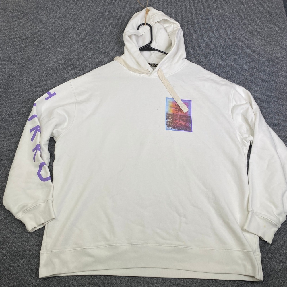 Acne Studios Finko Graphic Hoodie Off White Purple Sleeve Print Mens XL Portugal